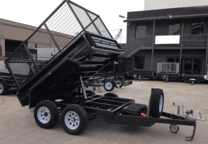 8×5 Cage Tipper Trailer with 3FT Cage, Ramps, and Full Checker Plat