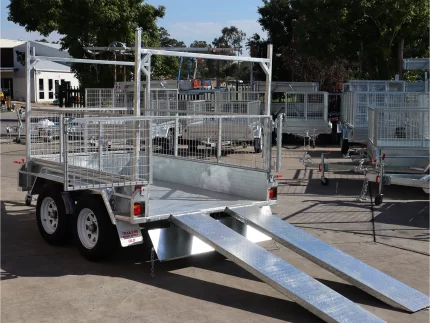 8×5 Tandem‑Axle Galvanised Cage Trailer with 2 ft (600 mm) Cage, Ladder Racks & Slide‑Under Ramps